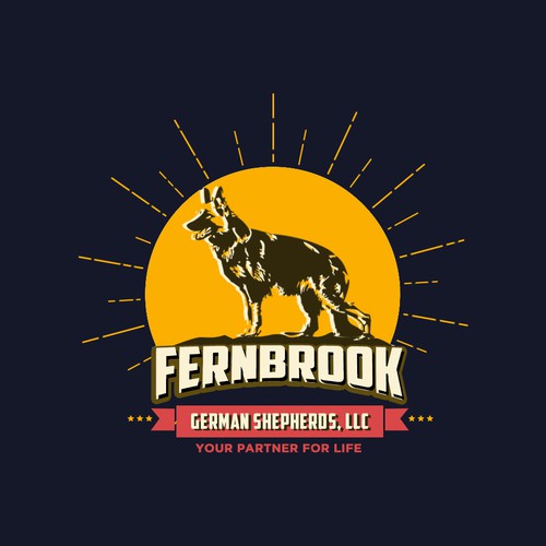 German shepherd logo with the title 'Logo Concept for FERNBROOK'