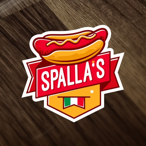 Catchy design with the title 'Spalla's - Hot Dogs'