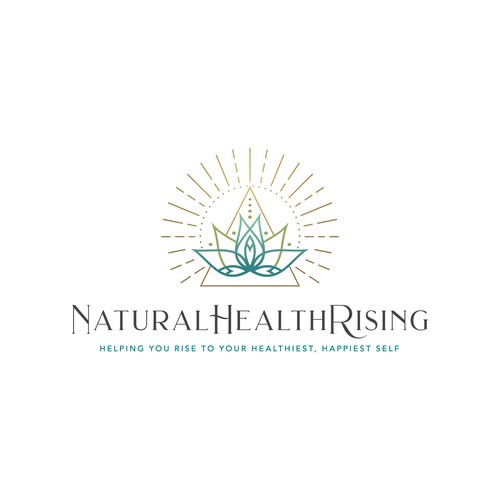Lotus design with the title 'Natural Health Rising logo'