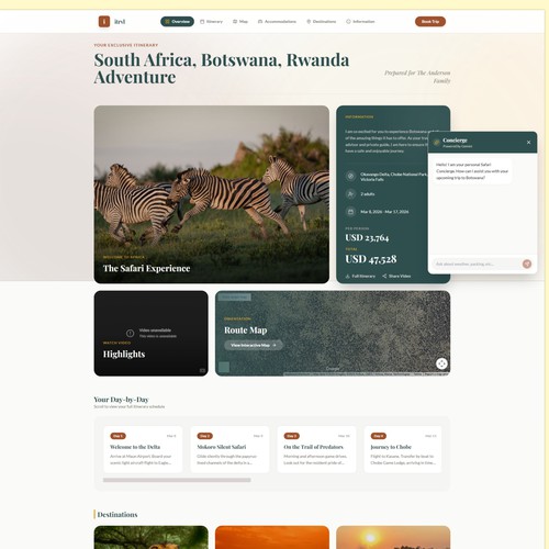 Travel agency website with the title 'Safari web portal website'