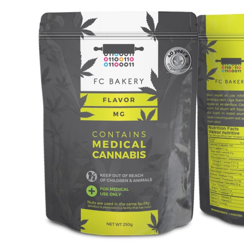 Cannabis label with the title 'FC BAKERY Medical Cannabis'