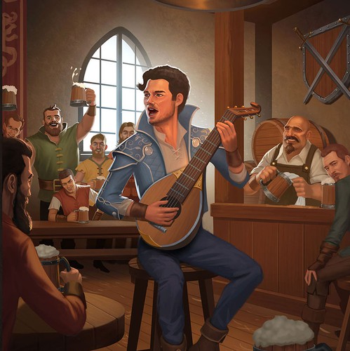 Tavern design with the title 'The Mystical Bard'