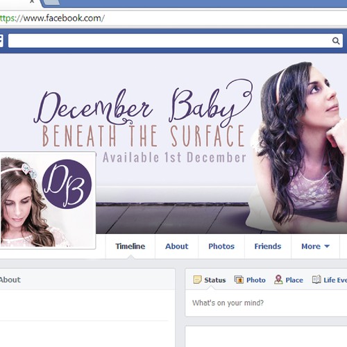 Purple design with the title 'Facebook cover for artist'