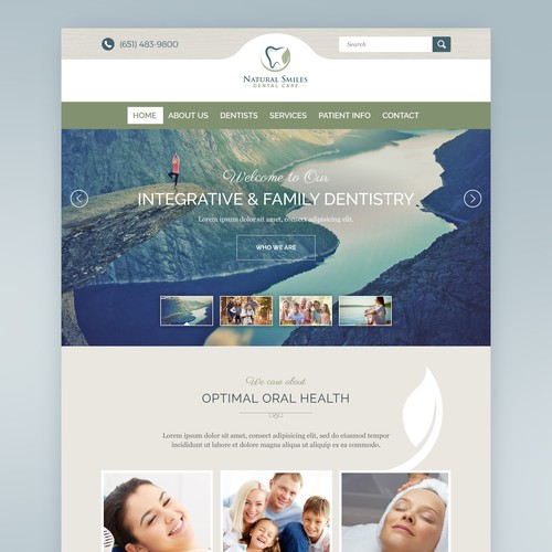 Dental website with the title 'Website Design | Natural Smiles Dental Care'