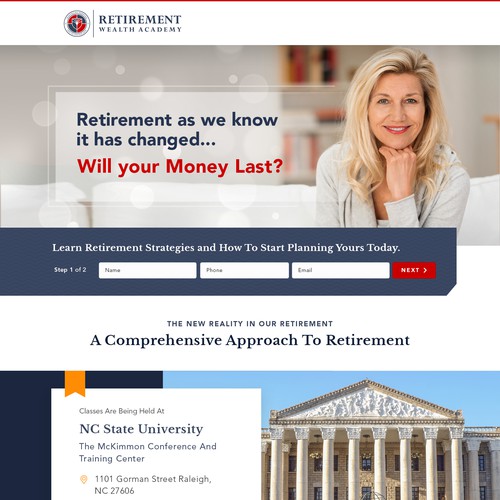 Senior living design with the title 'The Retirement Wealth Academy'