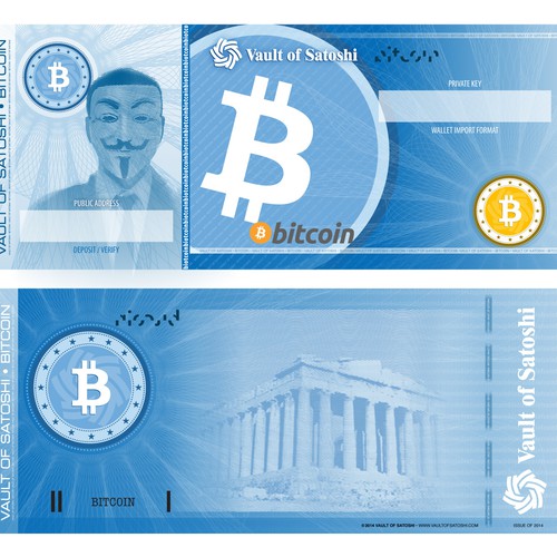 Currency design with the title 'Design a Dollar Bill for Bitcoin'