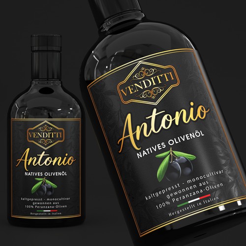 Label with the title 'Etikett für hochwertiges Olivenöl'