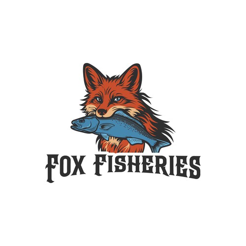 Fishing logo with the title 'logo for fox fisheries'