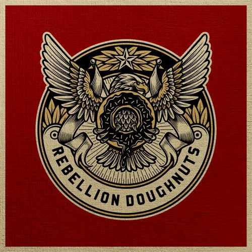 Eagle design with the title 'Rebellion Doughnuts Logo Badge'