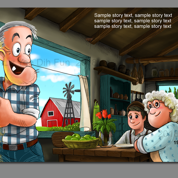 Cartoon design with the title 'Story book'