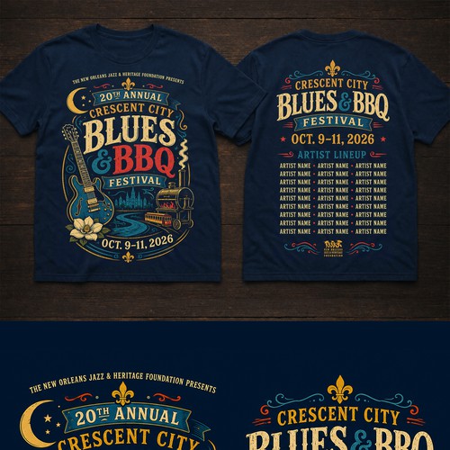 Bar t-shirt with the title '2026 Crescent City Blues & BBQ Festival'