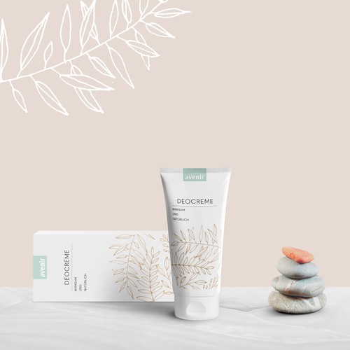 Line art packaging with the title 'Proposal for natural deodorant'