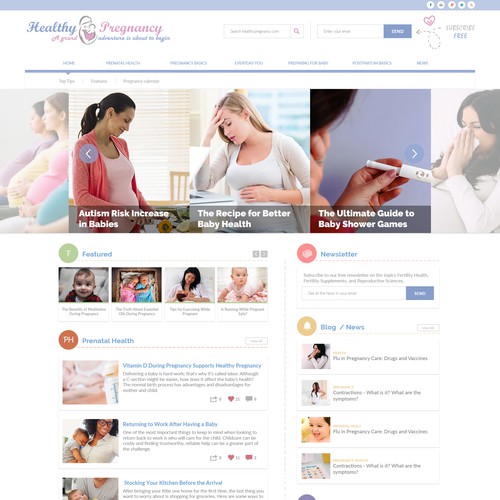 Pregnancy design with the title 'Healthy Pregnancy Website'