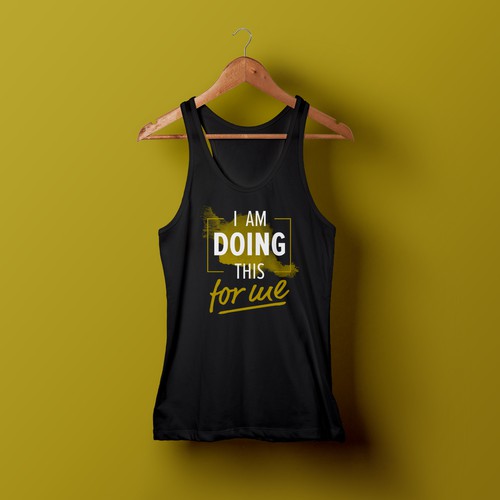 Gold t-shirt with the title 'Fitness T-Shirt - I'm Doing This For Me'