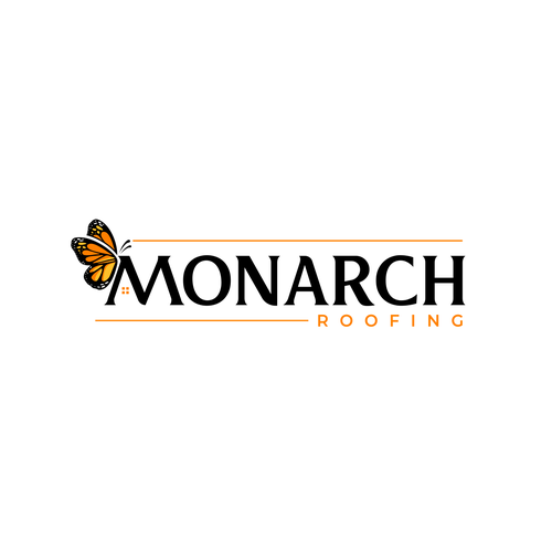 Construction company logo with the title 'Monarch Roofing'