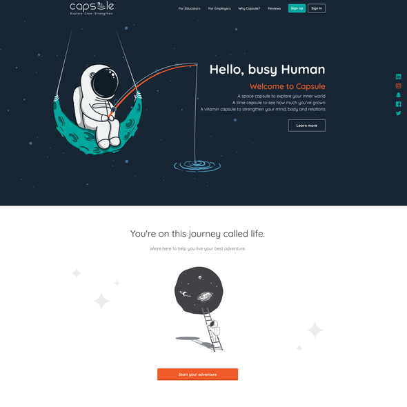 Training website with the title 'CreateCapsule'