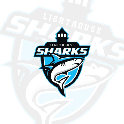 Shark design with the title 'Lighthouse High School Sharks'