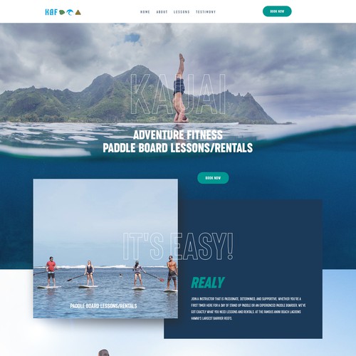 Sports website with the title 'Board lessons'