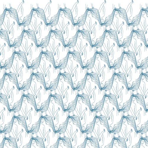 Hand illustration with the title 'hairdresser salon pattern'