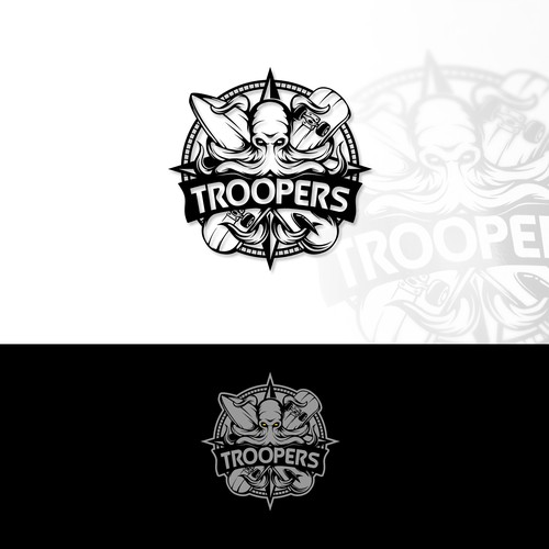 Skate logo with the title 'Skatig surf octopus'