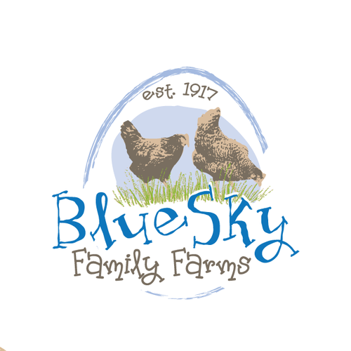 Hen design with the title 'Blue Sky Family Farms needs a cool logo designed to sell Organic Eggs'