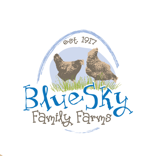 Egg logo with the title 'Blue Sky Family Farms needs a cool logo designed to sell Organic Eggs'