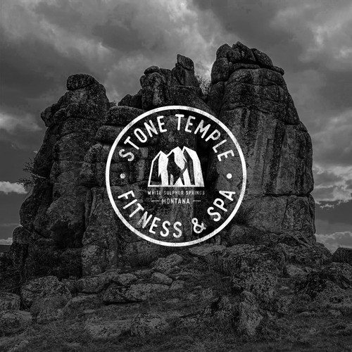 Rock design with the title 'Stone Temple Fitness & Spa'