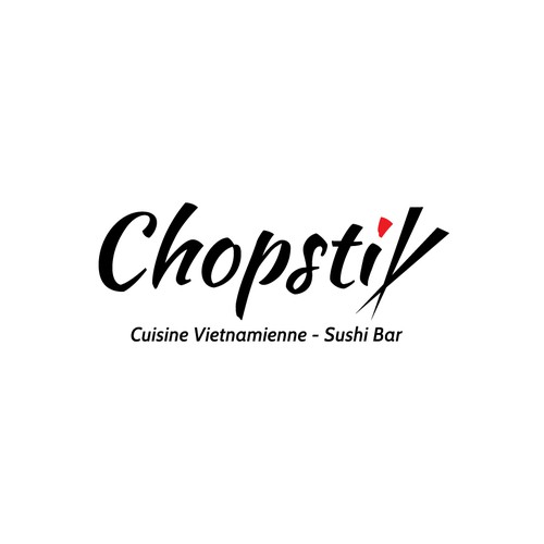 Chopsticks design with the title 'Logo For Sushi Bar'