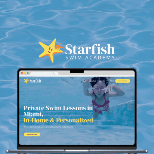 Education design with the title 'Starfish Swim Academy Website'