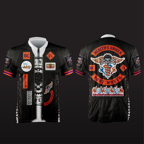 Cycling kit design with the title 'HEALT'S ANGELS cycling jersey'