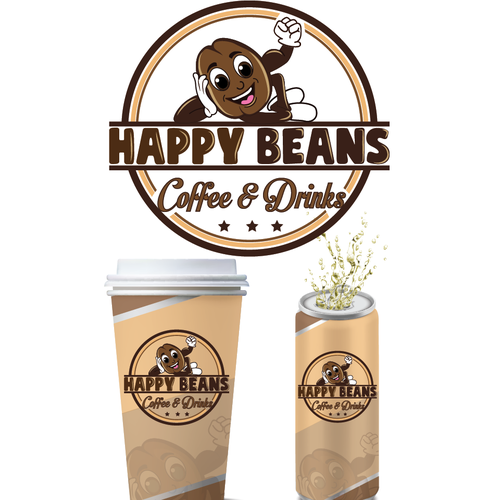 Energy drink logo with the title 'Cartoon fun coffee bean for coffee and drinks shop'