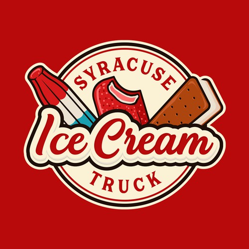 Ice cream shop design with the title 'Ice Cream Truck Logo'