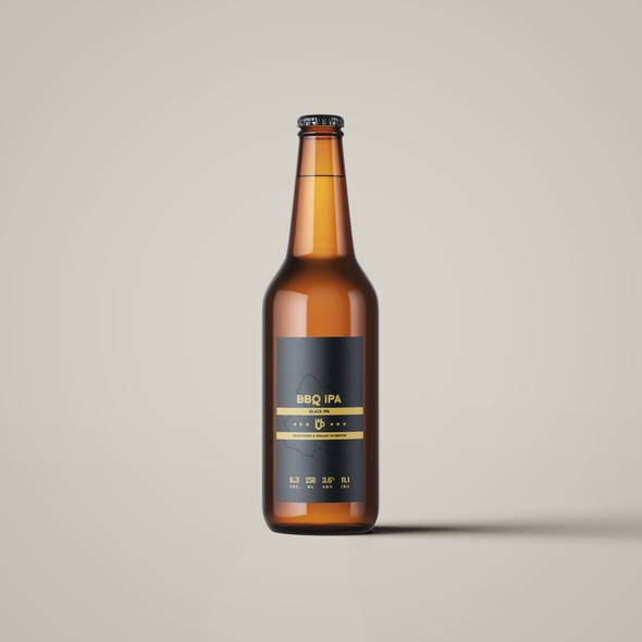 Yellow and black design with the title 'Minimal beer label design'