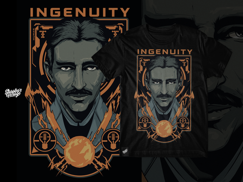 Sci-fi t-shirt with the title 'INGENUITY'