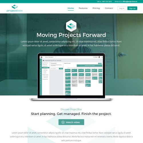 Green website with the title 'Project Management Software website'