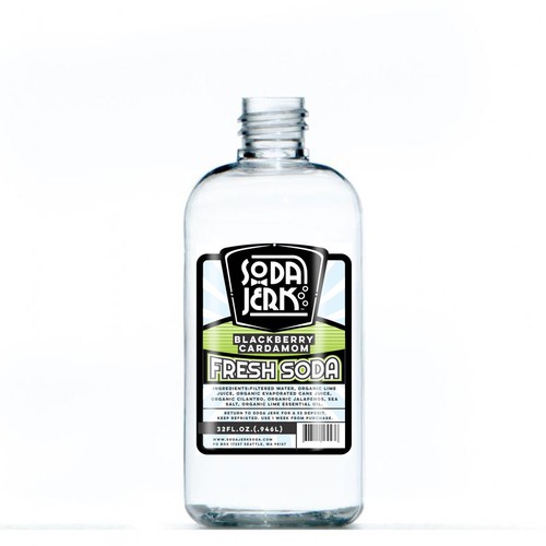 Water label with the title 'Soda Jerk - Fresh soda'