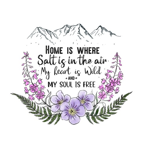 Mountain artwork with the title 'Illustration for Three Sisters'