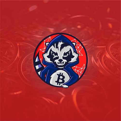 Bitcoin design with the title 'Bitcoin Racoon Hacker'