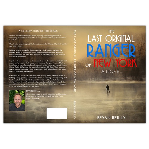 Historical book cover with the title 'Historical Fiction Novel about 1926 New York Rangers hockey team.'