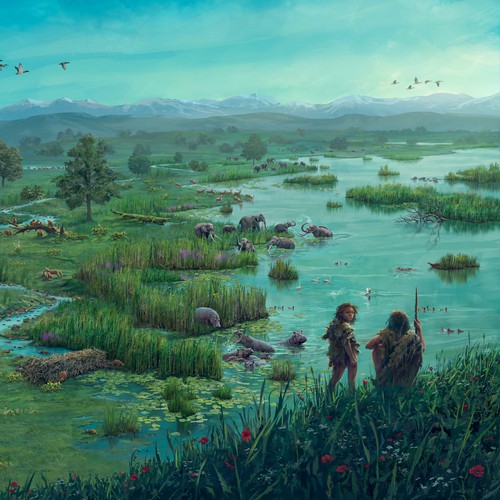Landscape illustration with the title 'tapa de libro'
