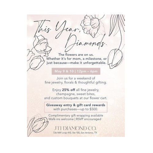 Invitation artwork with the title 'Luxury Jewelry Trunk Show Invitation'