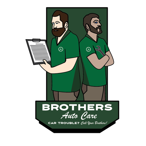 Brotherhood logo with the title 'Mechanic Brothers wanted a cartoon style logo'