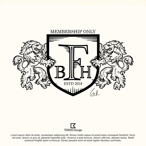 Family crest design with the title 'Old School Logo for a Private Club'