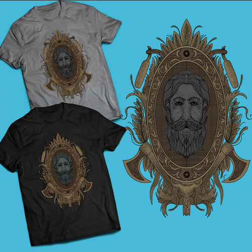 Engraving t-shirt with the title 'Beard man t-shirt design'