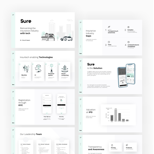 Slide design with the title 'Clean Deck for Tech-Insurance Company '