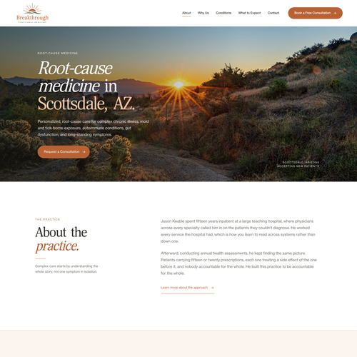 Wellness website with the title 'Breakthrough Medicine — Modern Functional Medicine Website'