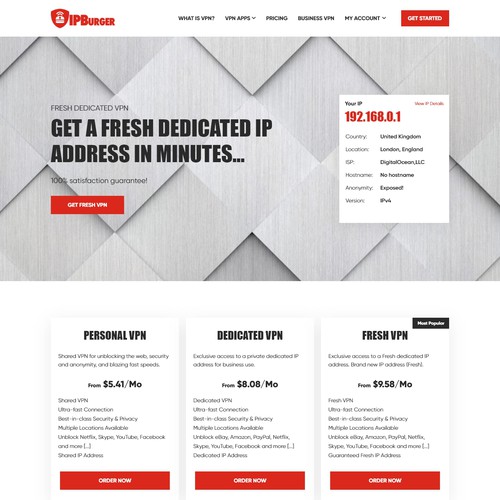 Security website with the title 'VPN Website'