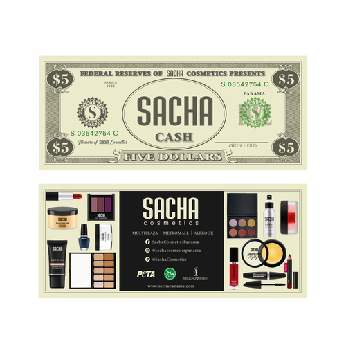 Dollar design with the title 'Sacha Cash Coupon Design'