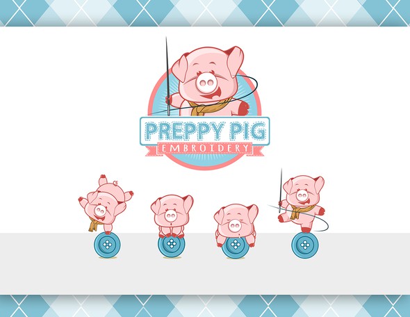Piggy logo with the title 'New logo wanted for Preppy Pig Embroidery'