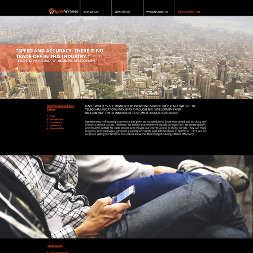 Black website with the title 'Create a new image for the telecommunications industry. Can you make cell phone towers cool?'